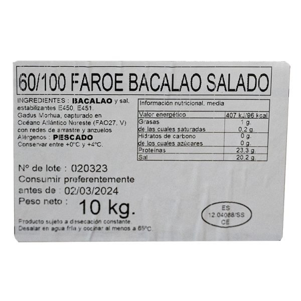 Bacalao 60/100 Entero Salado Faroe - Imagen 2