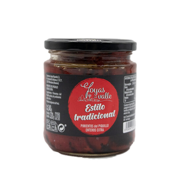 Pimientos Piquillo entero extra asados La joya del valle  320gr