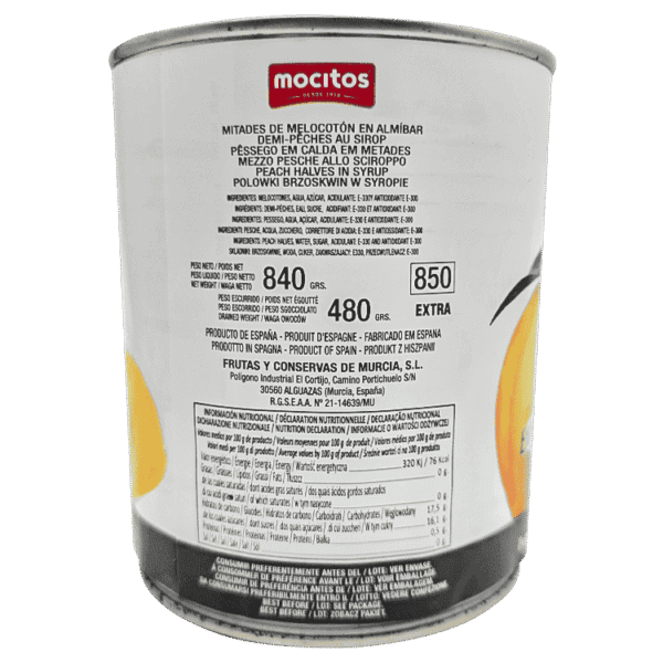 Mitades de melocotón en almíbar extra 840 gr - Imagen 4