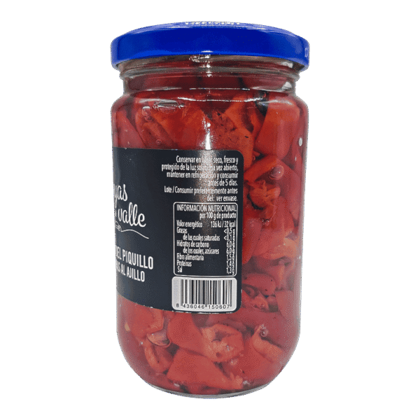 Pimientos del piquillo en tiras al ajillo Joyas del Valle 220gr - Imagen 3
