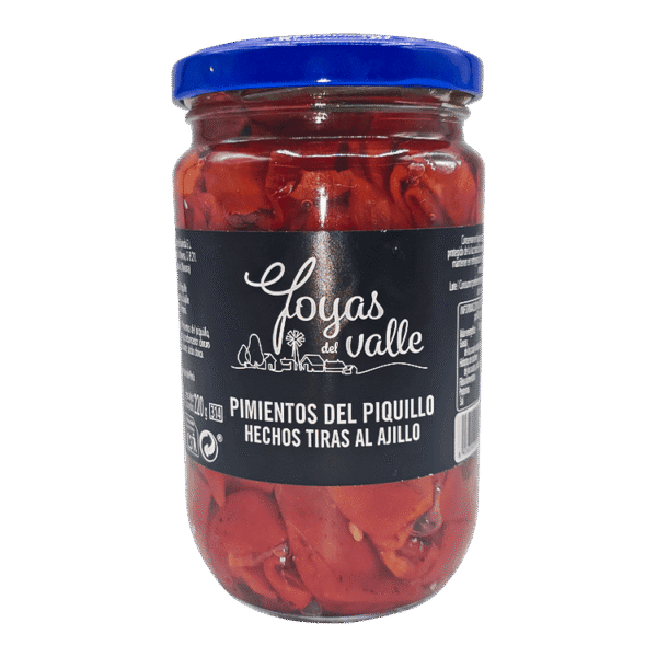 Pimientos del piquillo en tiras al ajillo Joyas del Valle 220gr