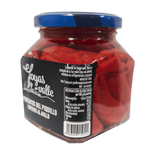 Pimientos del piquillo enteros al ajillo Joyas del Valle 290 gr - Imagen 4